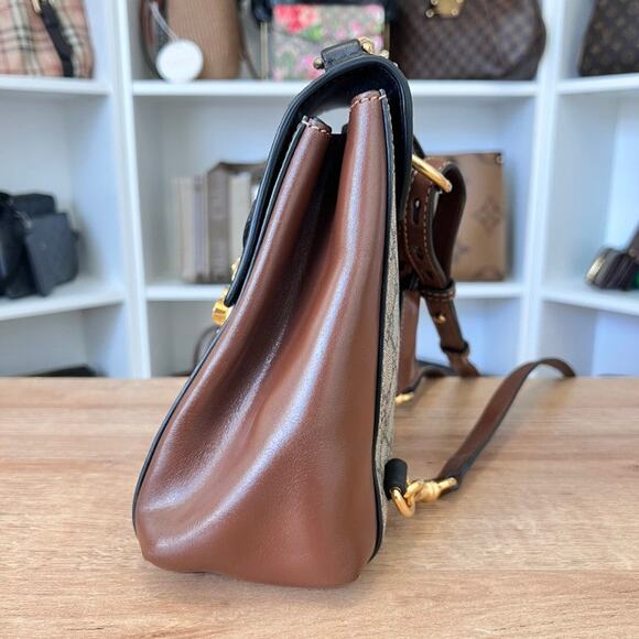 GG Supreme Monogram Calfskin Padlock Backpack Beige Cuir Black - Picture 8 of 15